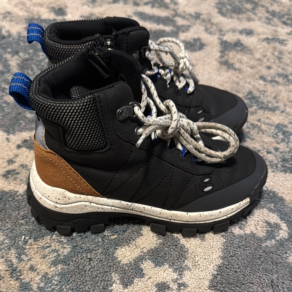 Kids Zara Boots Black And Brown High-Top Boots With Suede Accents